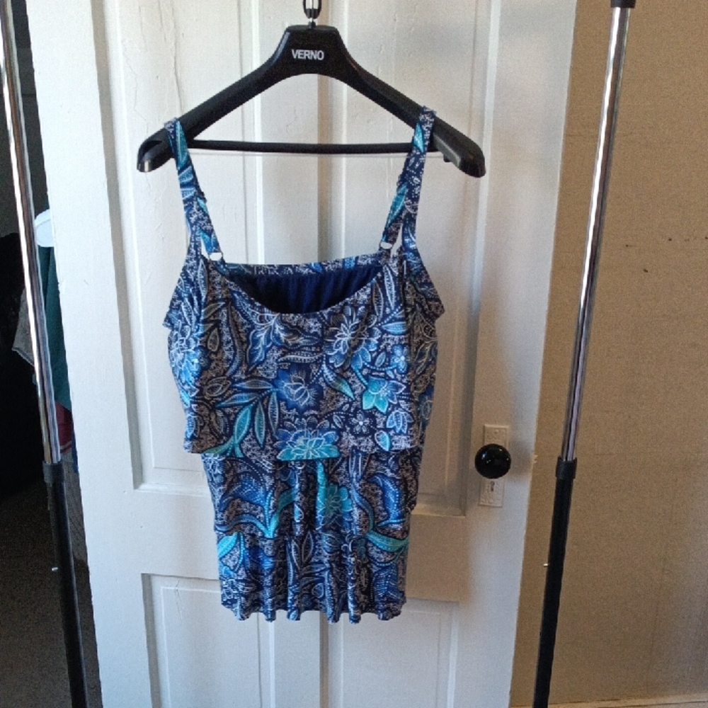 Beach House Blue and White Patterned Swim Camisole